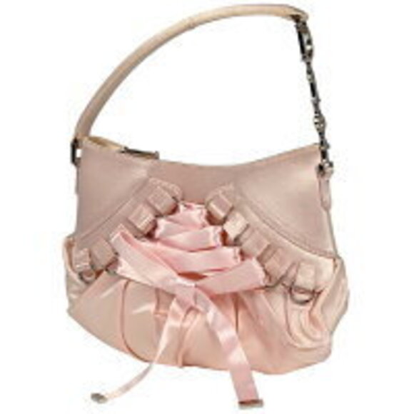 Dior Handbags - Christian Dior logo handbag ribbon laceup pink satin